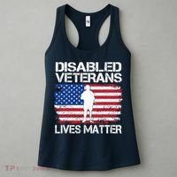 Disabled Veteran Lives Matter Flag American Us Vet Military Women's Tank Top thumb 3
