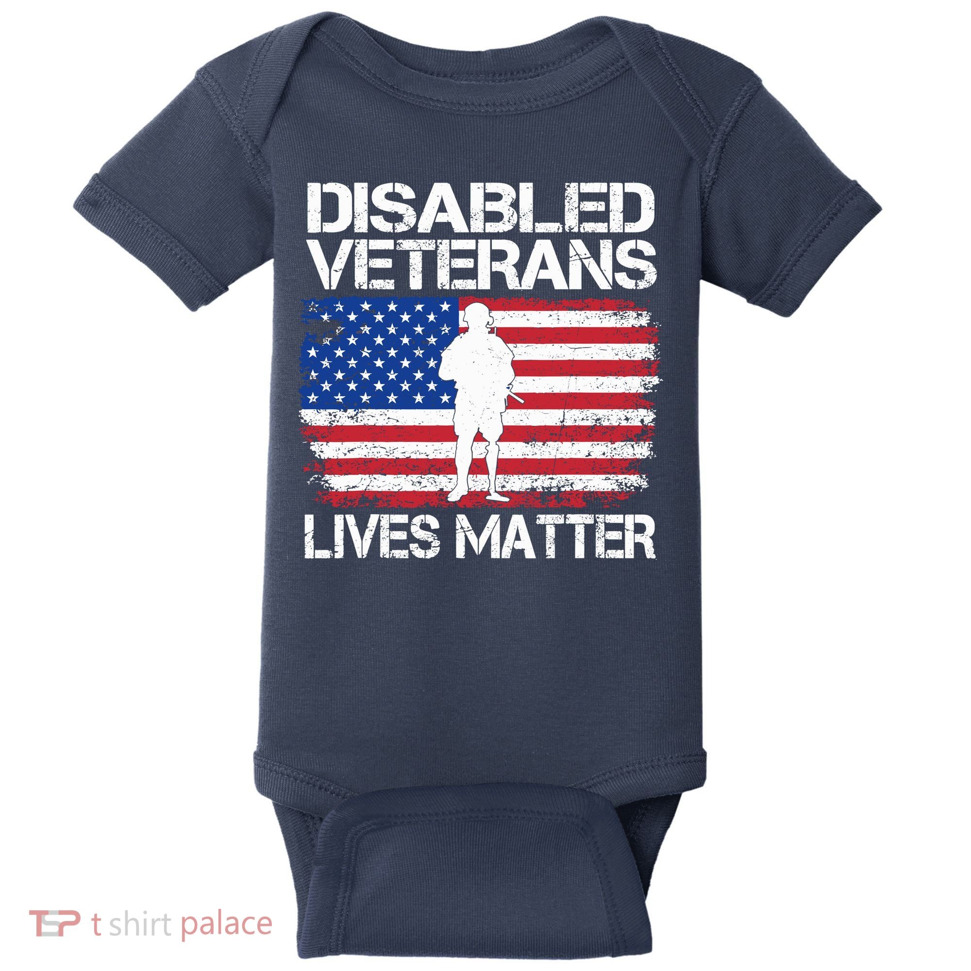 Disabled Veteran Lives Matter Flag American Us Vet Military Baby Bodysuit