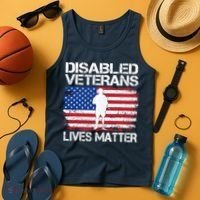 Disabled Veteran Lives Matter Flag American Us Vet Military Tank Top thumb 4