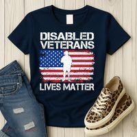 Disabled Veteran Lives Matter Flag American Us Vet Military Women's T-Shirt thumb 3