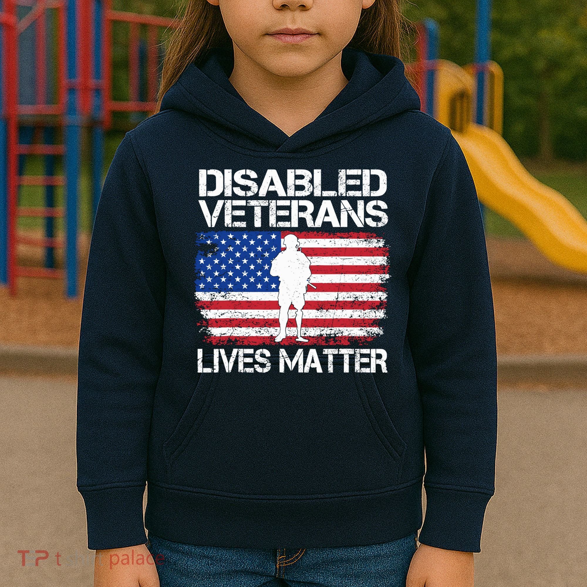 Disabled Veteran Lives Matter Flag American Us Vet Military Kids Hoodie