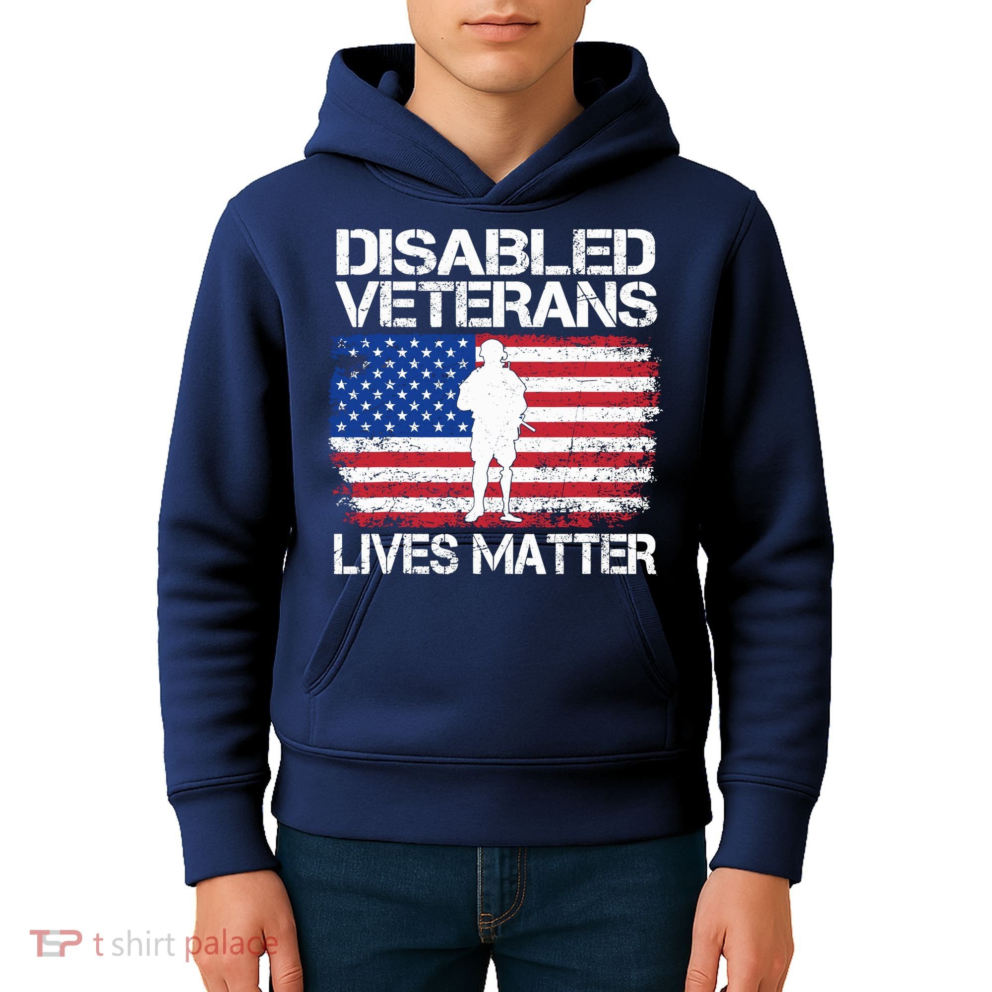 Disabled Veteran Lives Matter Flag American Us Vet Military Kids Hoodie