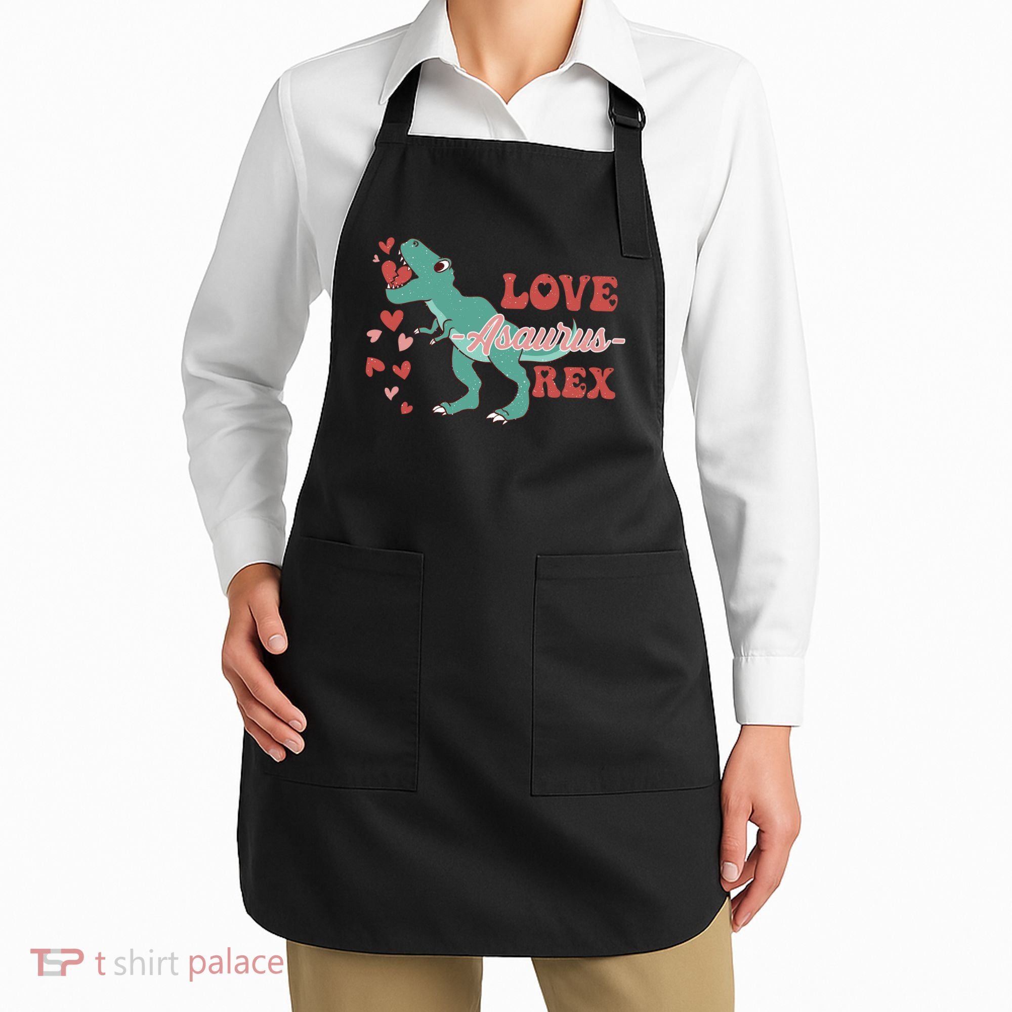 Dinosaur Valentine Love Asaurus Rex Gift For boy Valentine Day Apron