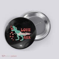 Dinosaur Valentine Love Asaurus Rex Gift For boy Valentine Day Button thumb 0