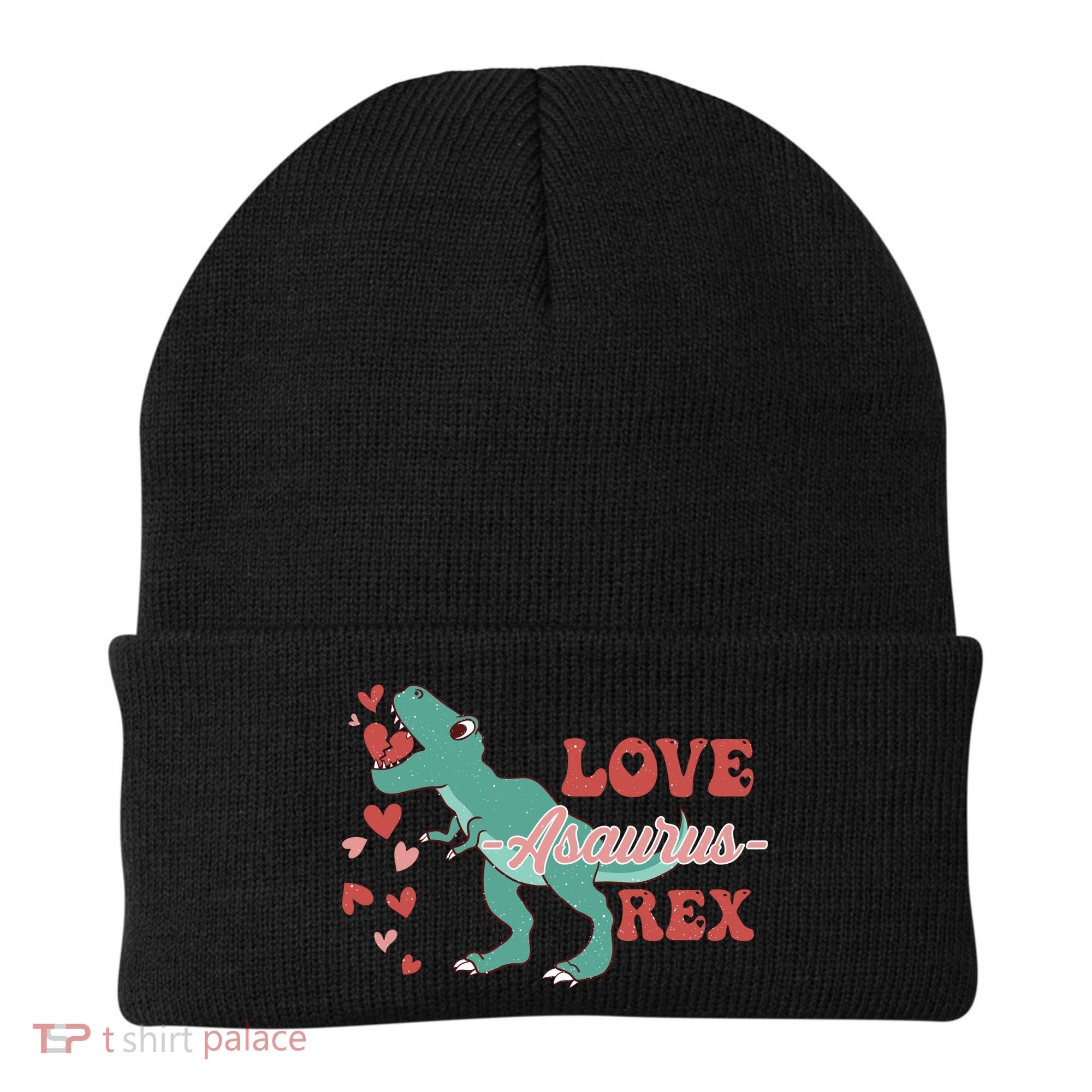 Dinosaur Valentine Love Asaurus Rex Gift For boy Valentine Day Beanie
