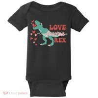 Dinosaur Valentine Love Asaurus Rex Gift For boy Valentine Day Baby Bodysuit thumb 0