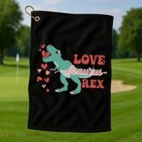 Dinosaur Valentine Love Asaurus Rex Gift For boy Valentine Day Golf Towel thumb 1