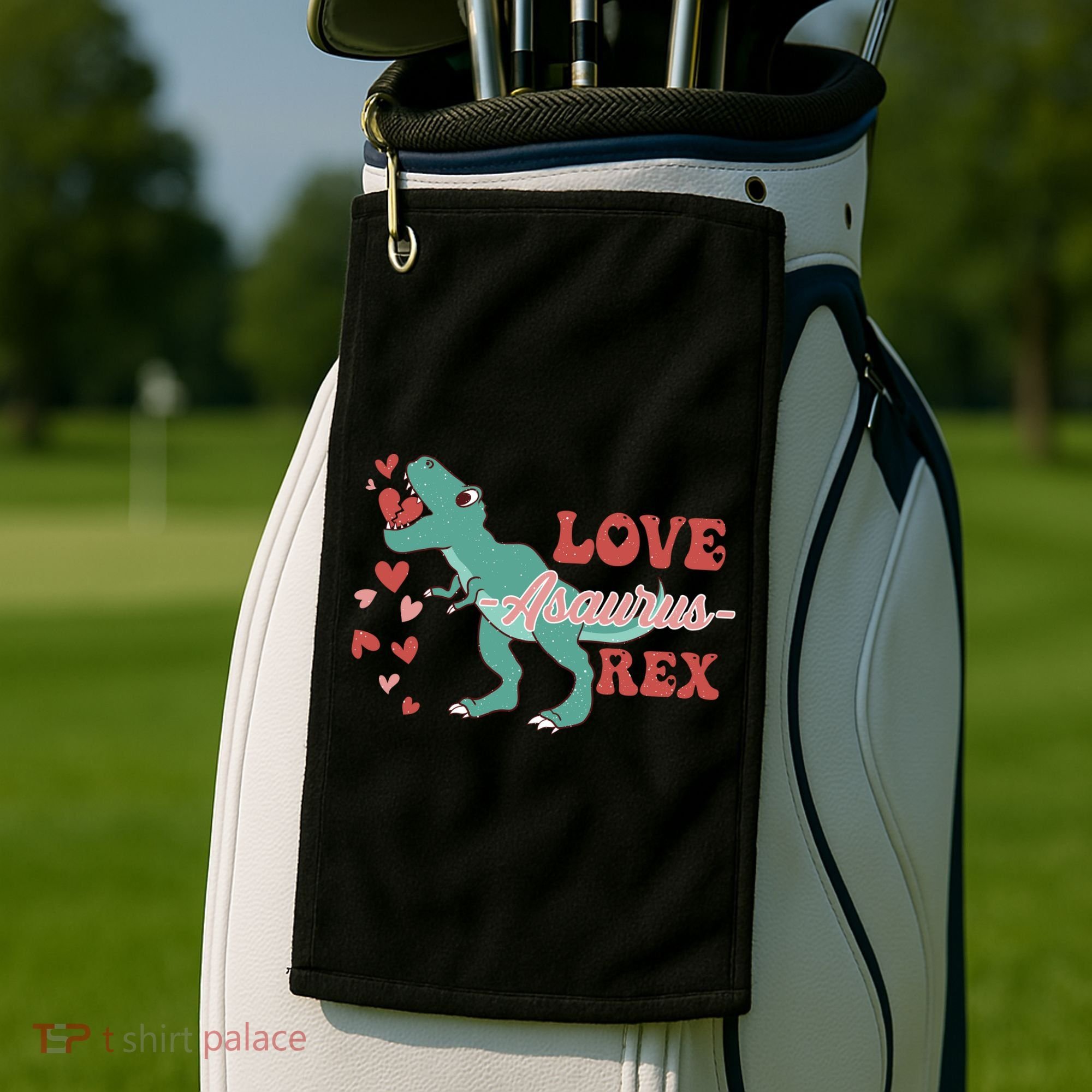 Dinosaur Valentine Love Asaurus Rex Gift For boy Valentine Day Golf Towel