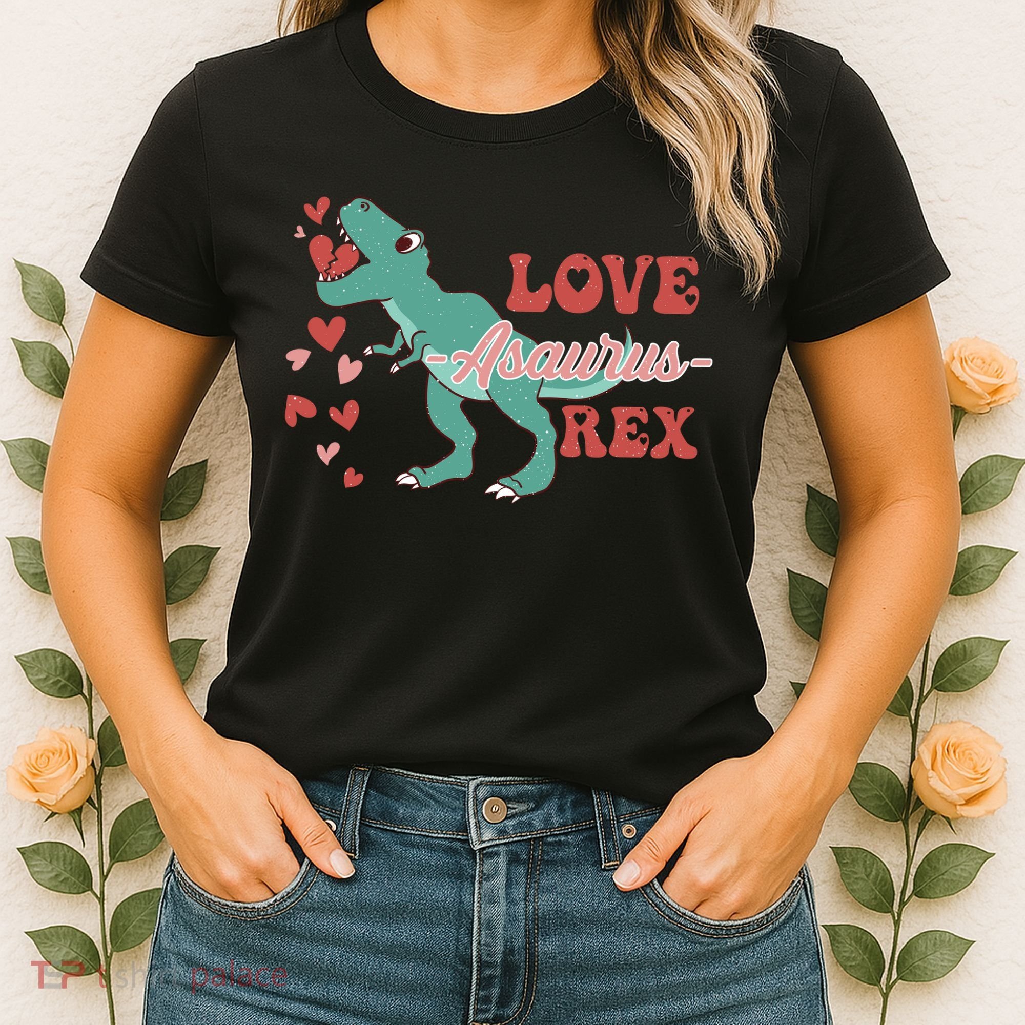 Dinosaur Valentine Love Asaurus Rex Gift For boy Valentine Day Women's T-Shirt