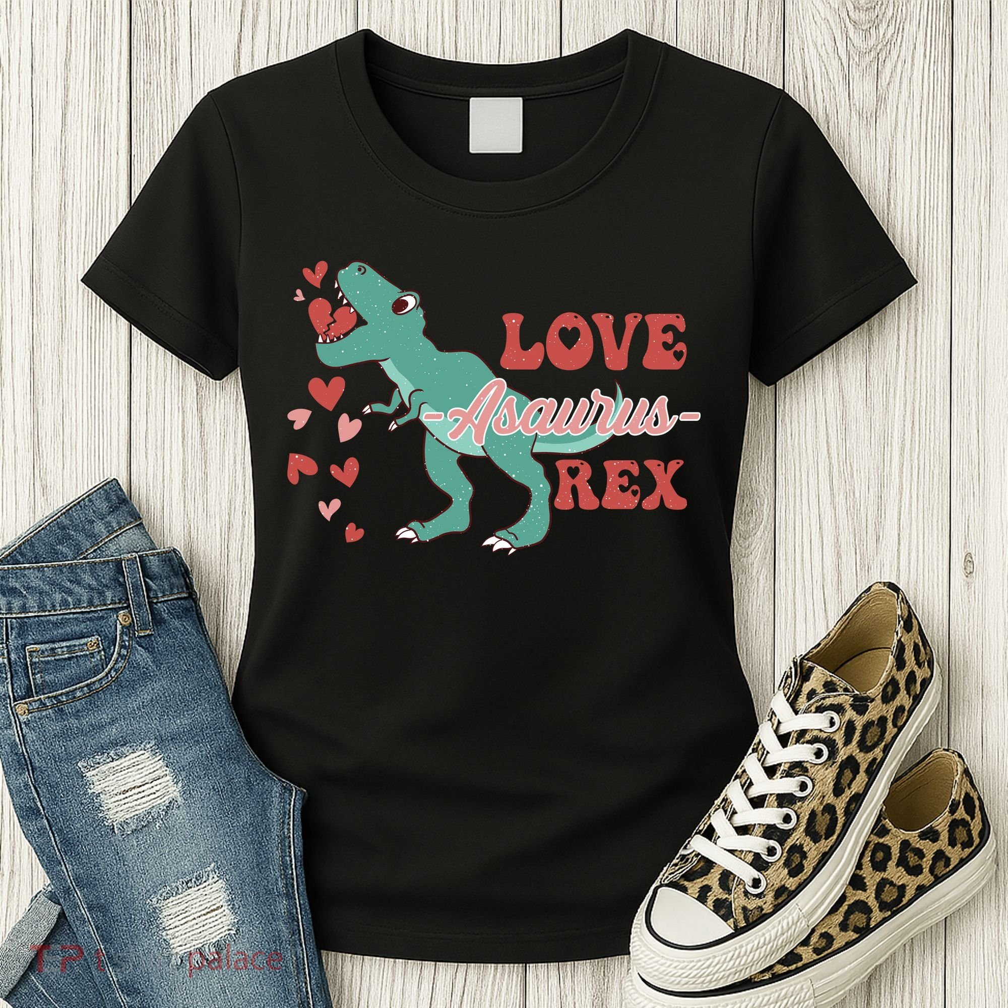 Dinosaur Valentine Love Asaurus Rex Gift For boy Valentine Day Women's T-Shirt
