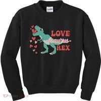 Dinosaur Valentine Love Asaurus Rex Gift For boy Valentine Day Kids Sweatshirt thumb 0