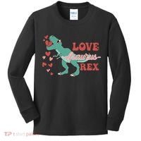 Dinosaur Valentine Love Asaurus Rex Gift For boy Valentine Day Kids Long Sleeve Shirt thumb 0