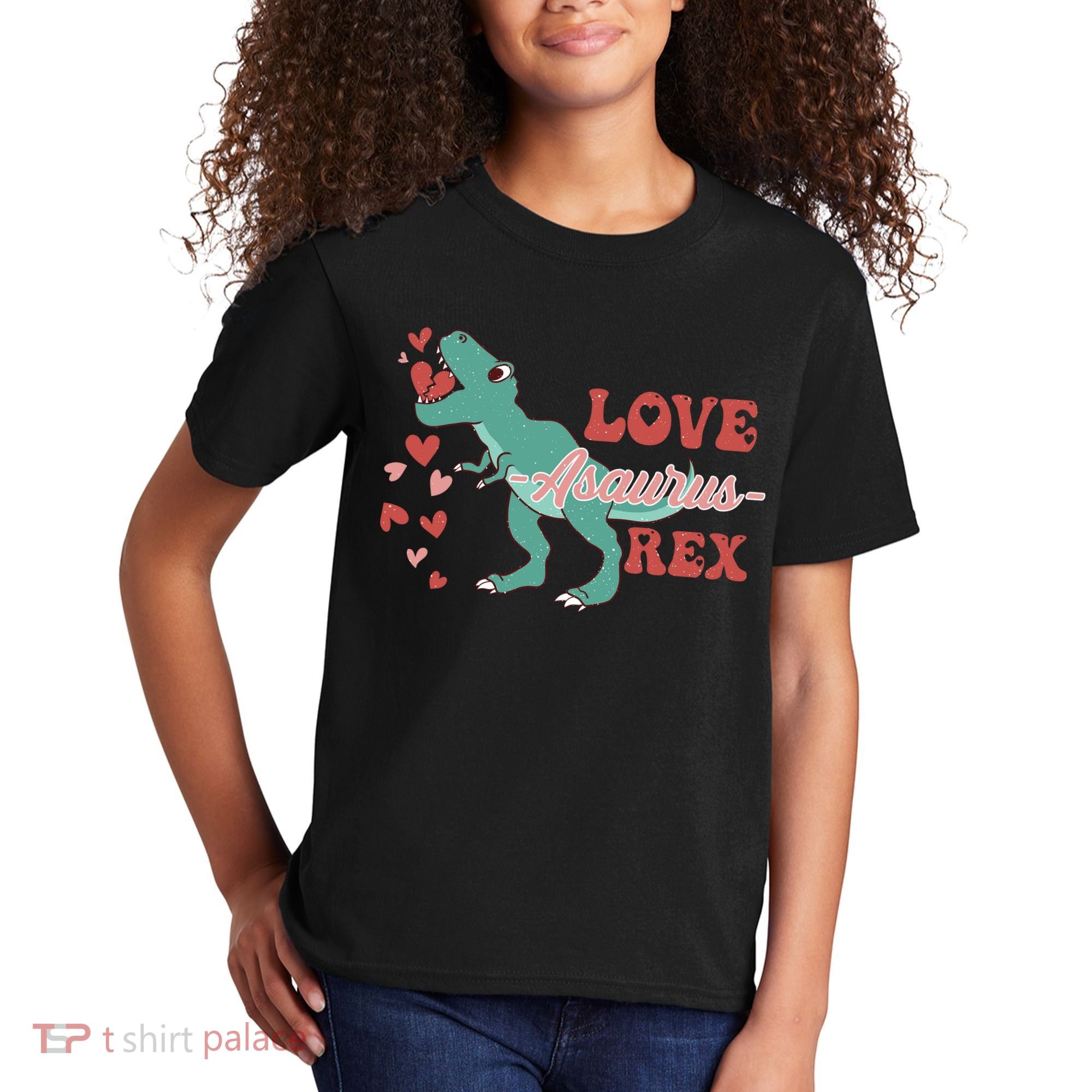 Dinosaur Valentine Love Asaurus Rex Gift For boy Valentine Day Kids T-Shirt