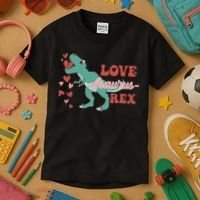Dinosaur Valentine Love Asaurus Rex Gift For boy Valentine Day Kids T-Shirt thumb 3