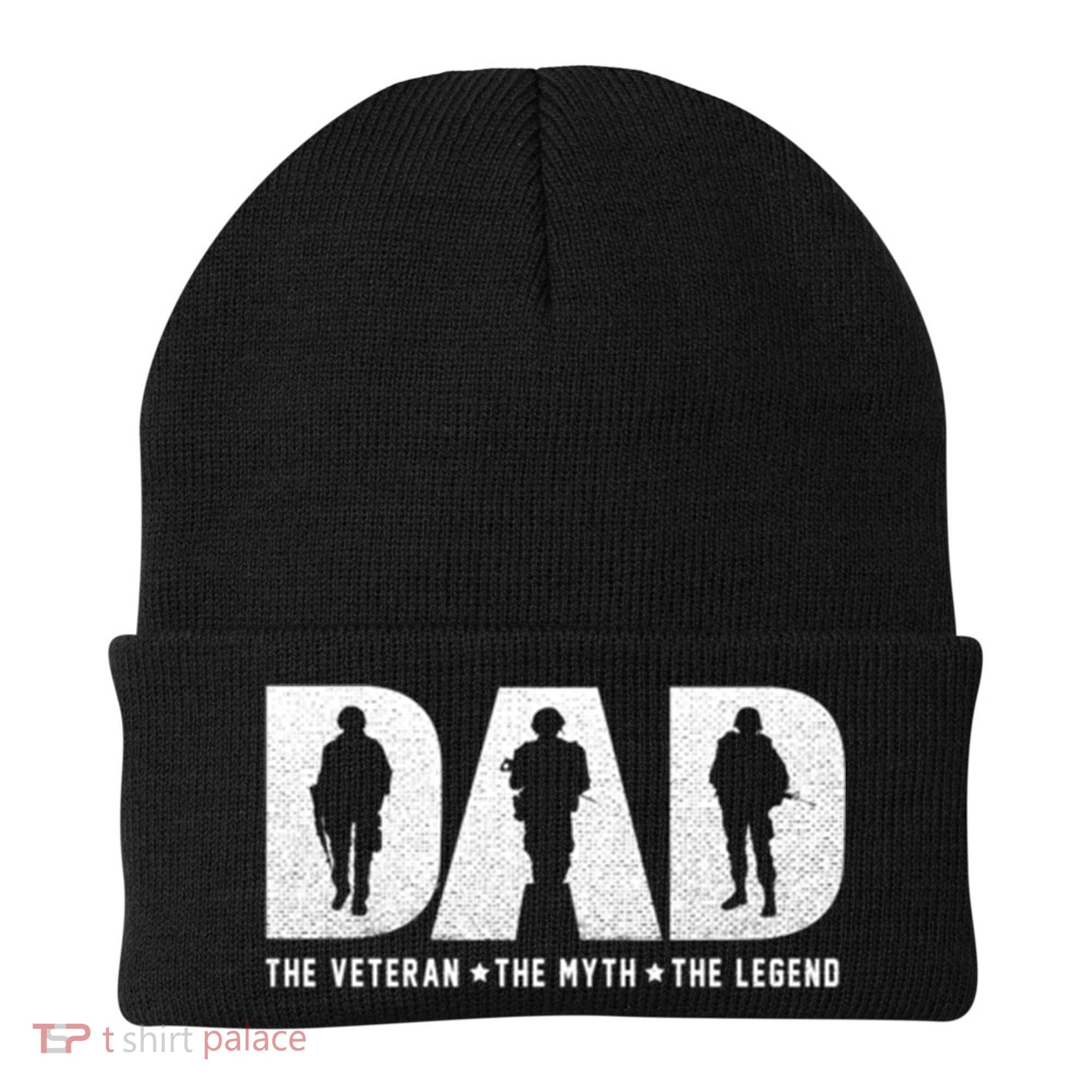 Dad Veteran Myth Legend Proud Veteran Dad Funny Gift Beanie