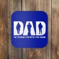 Dad Veteran Myth Legend Proud Veteran Dad Funny Gift Coaster thumb 0