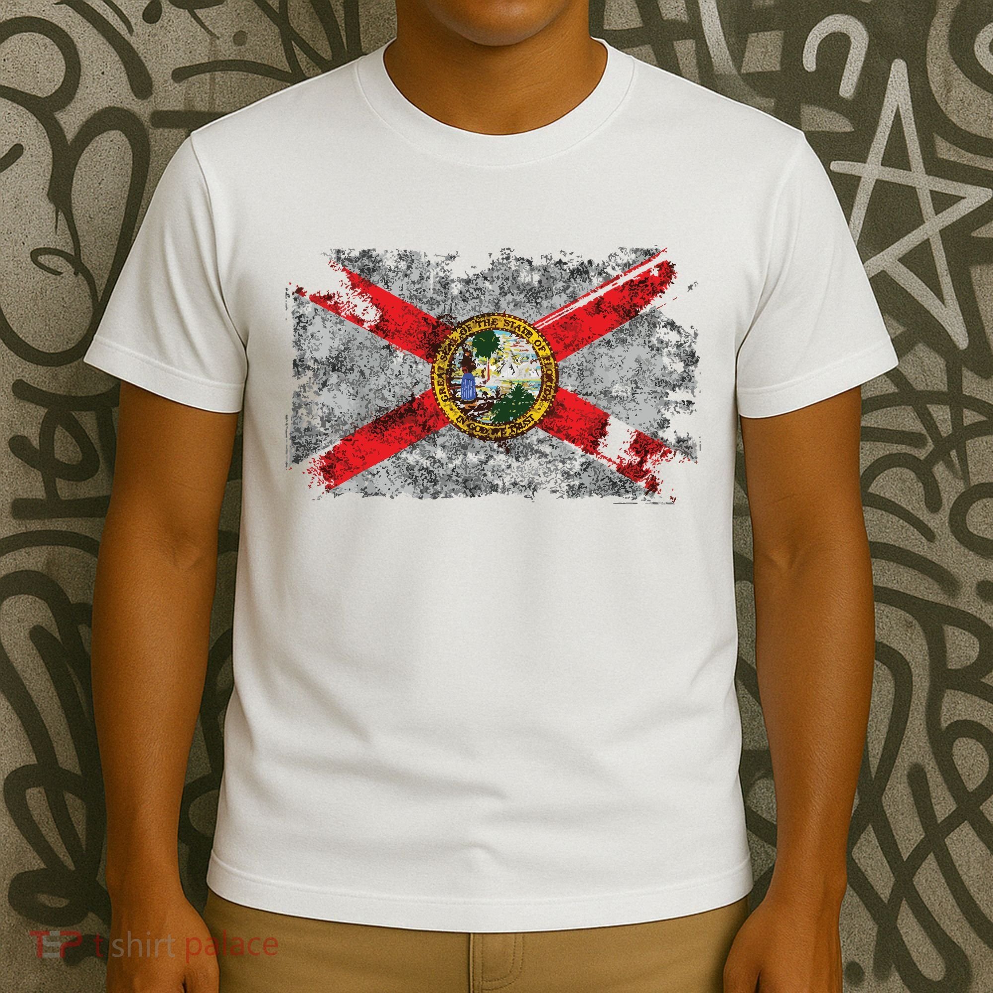 Distressed Vintage Retro Usa Patriotic Fl State Florida Flag T-Shirt