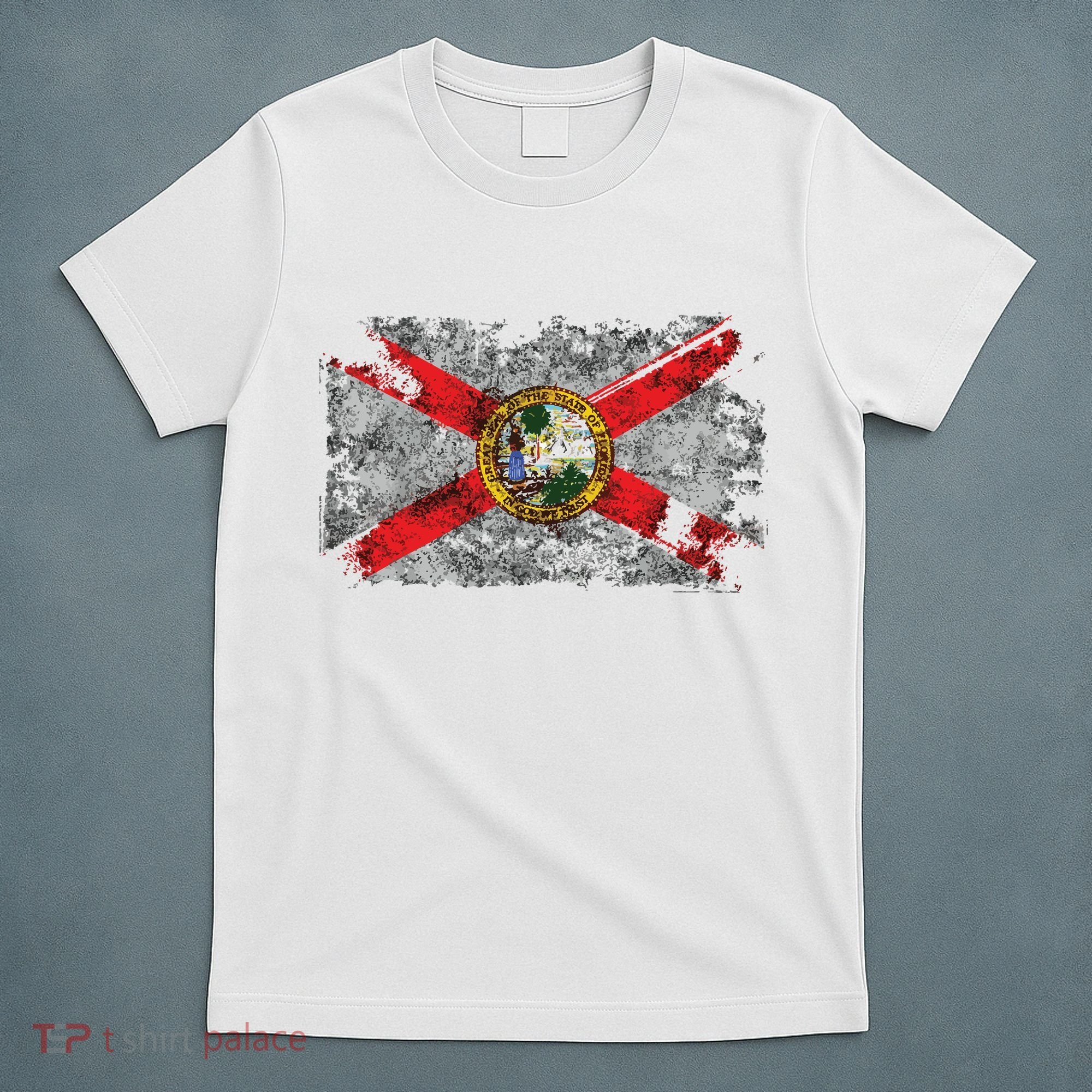 Distressed Vintage Retro Usa Patriotic Fl State Florida Flag T-Shirt
