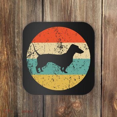 Dachshund Vintage Retro Dachshund Dog Coaster