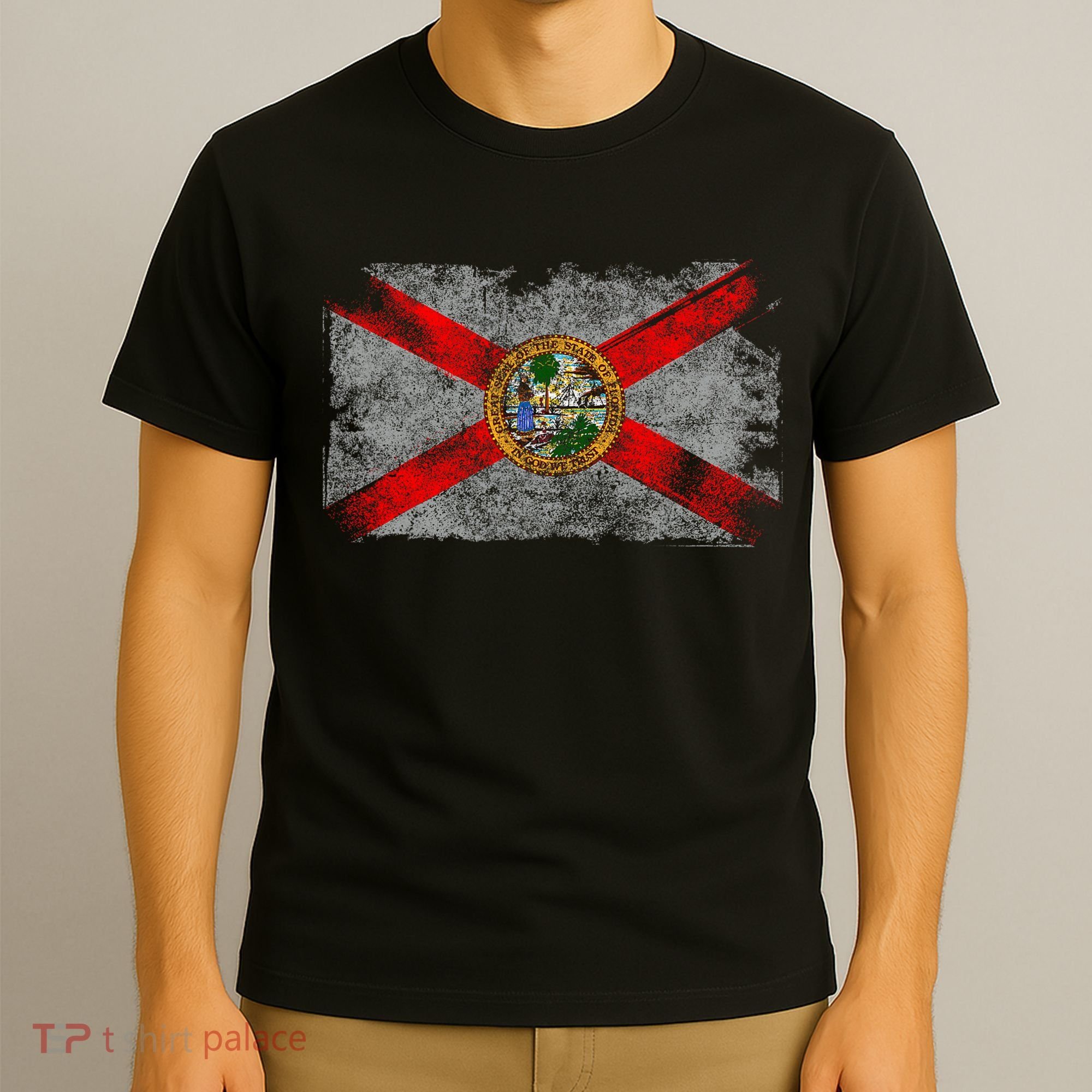 Distressed Vintage Retro Usa Patriotic Fl State Florida Flag T-Shirt
