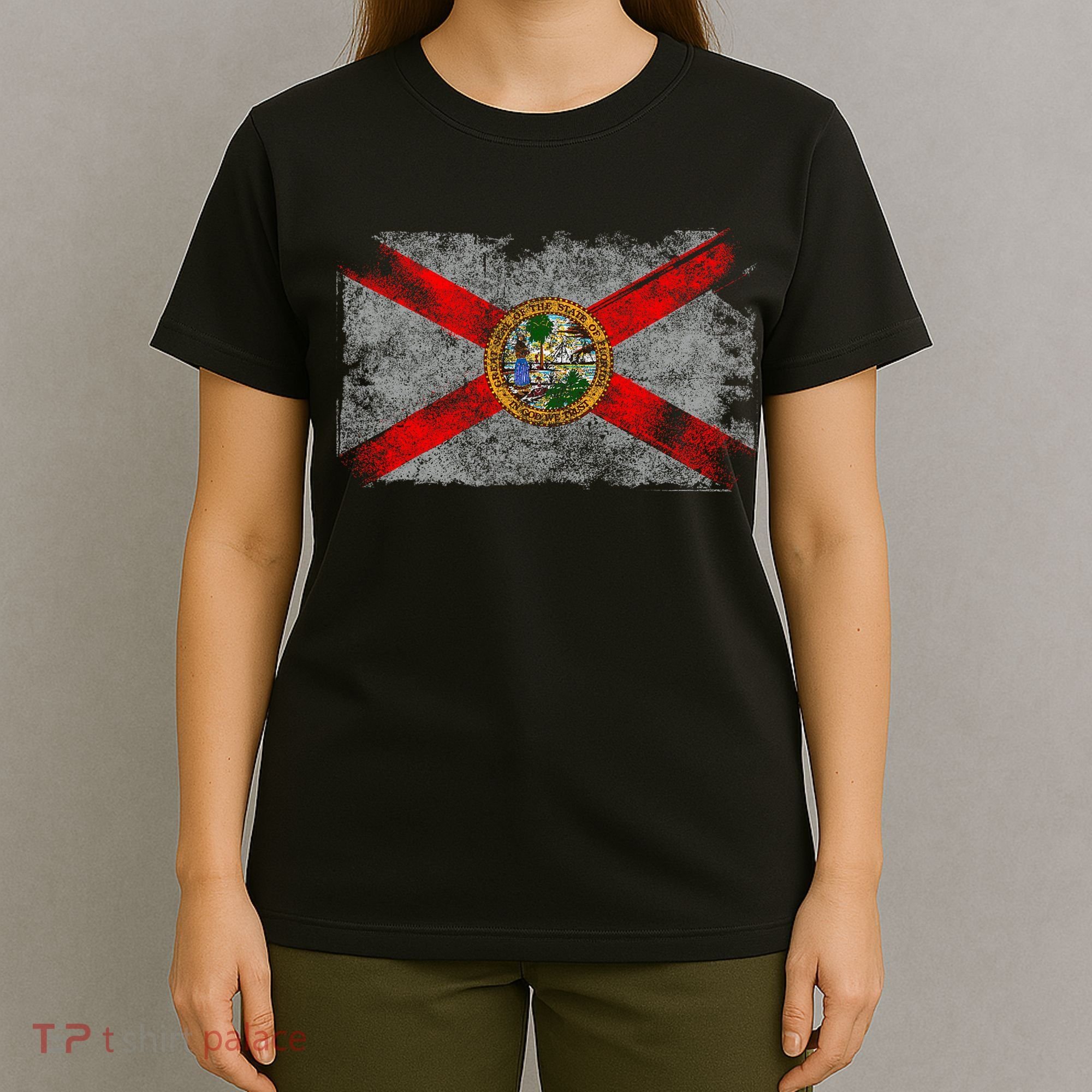Distressed Vintage Retro Usa Patriotic Fl State Florida Flag T-Shirt