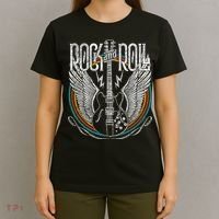 Distressed Vintage Retro 80s Rock & Roll Music Guitar Wings T-Shirt thumb 4