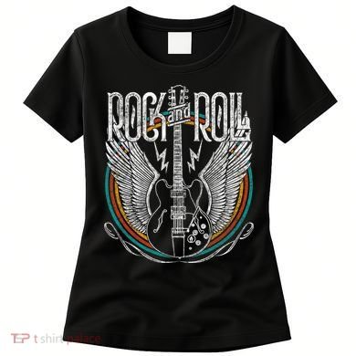 Distressed Vintage Retro 80s Rock & Roll Music Guitar Wings Women's T-Shirt