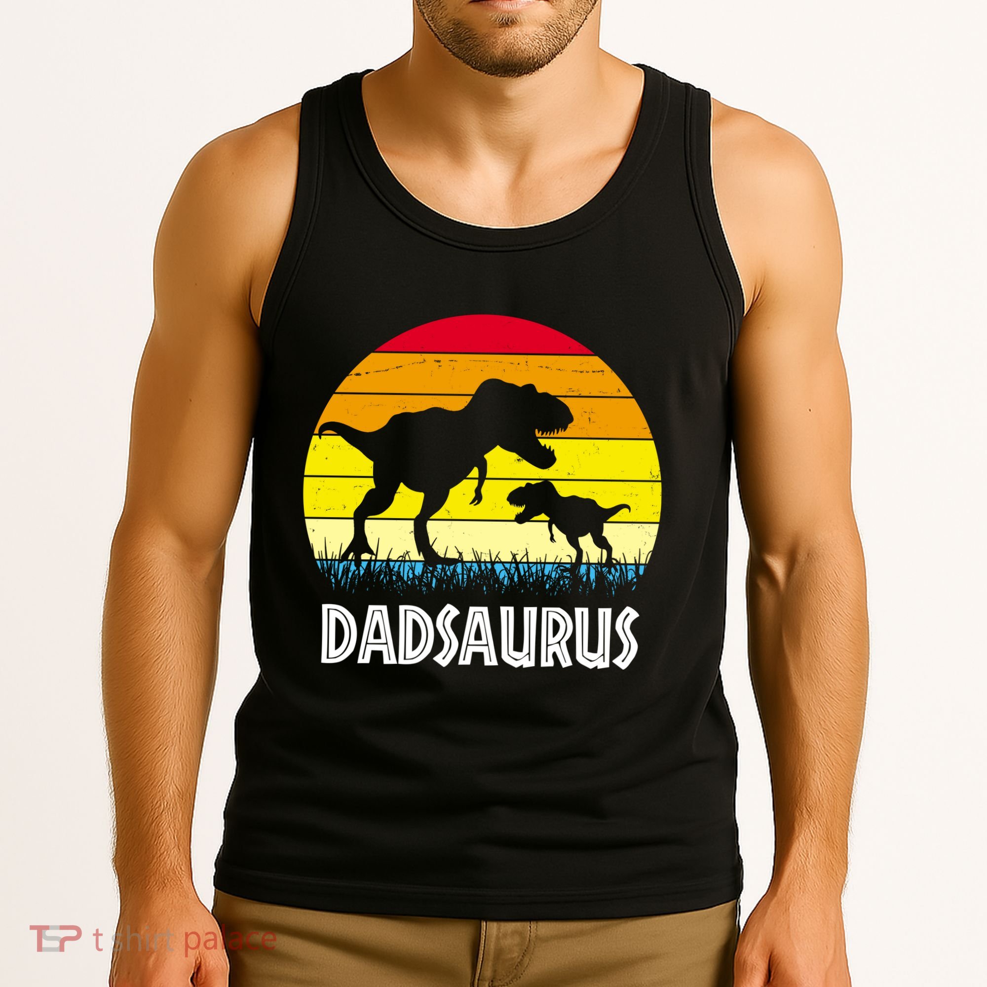 Dadsaurus Vintage Sunset Tank Top