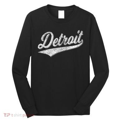 Detroit Varsity Script Classic Sports Jersey Style Long Sleeve Shirt