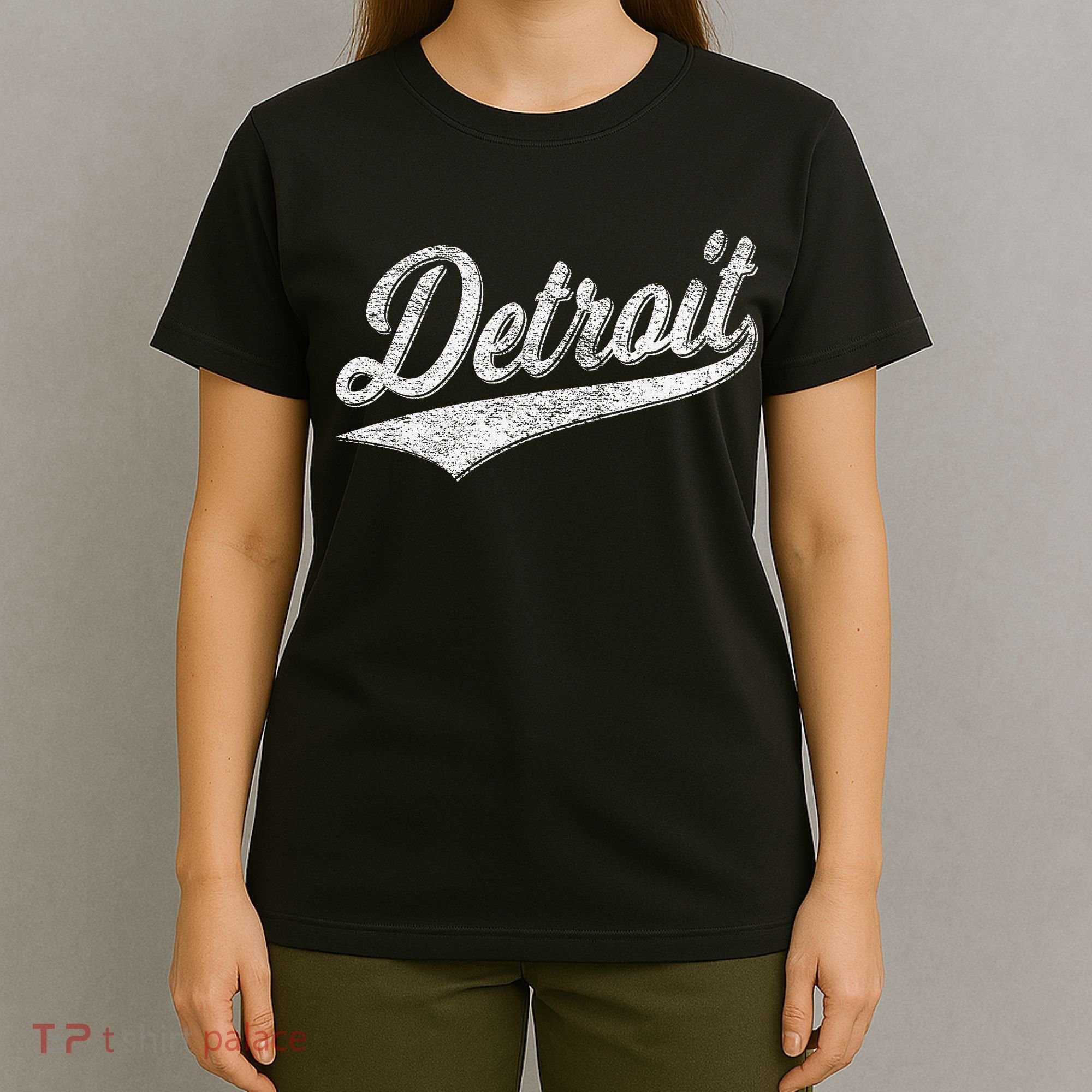 Detroit Varsity Script Classic Sports Jersey Style T-Shirt