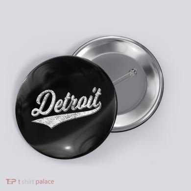 Detroit Varsity Script Classic Sports Jersey Style Button