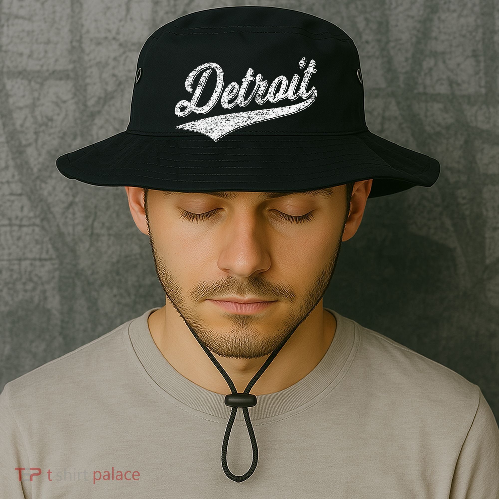 Detroit Varsity Script Classic Sports Jersey Style Bucket Hat
