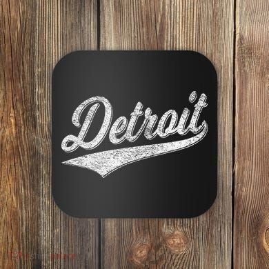 Detroit Varsity Script Classic Sports Jersey Style Coaster