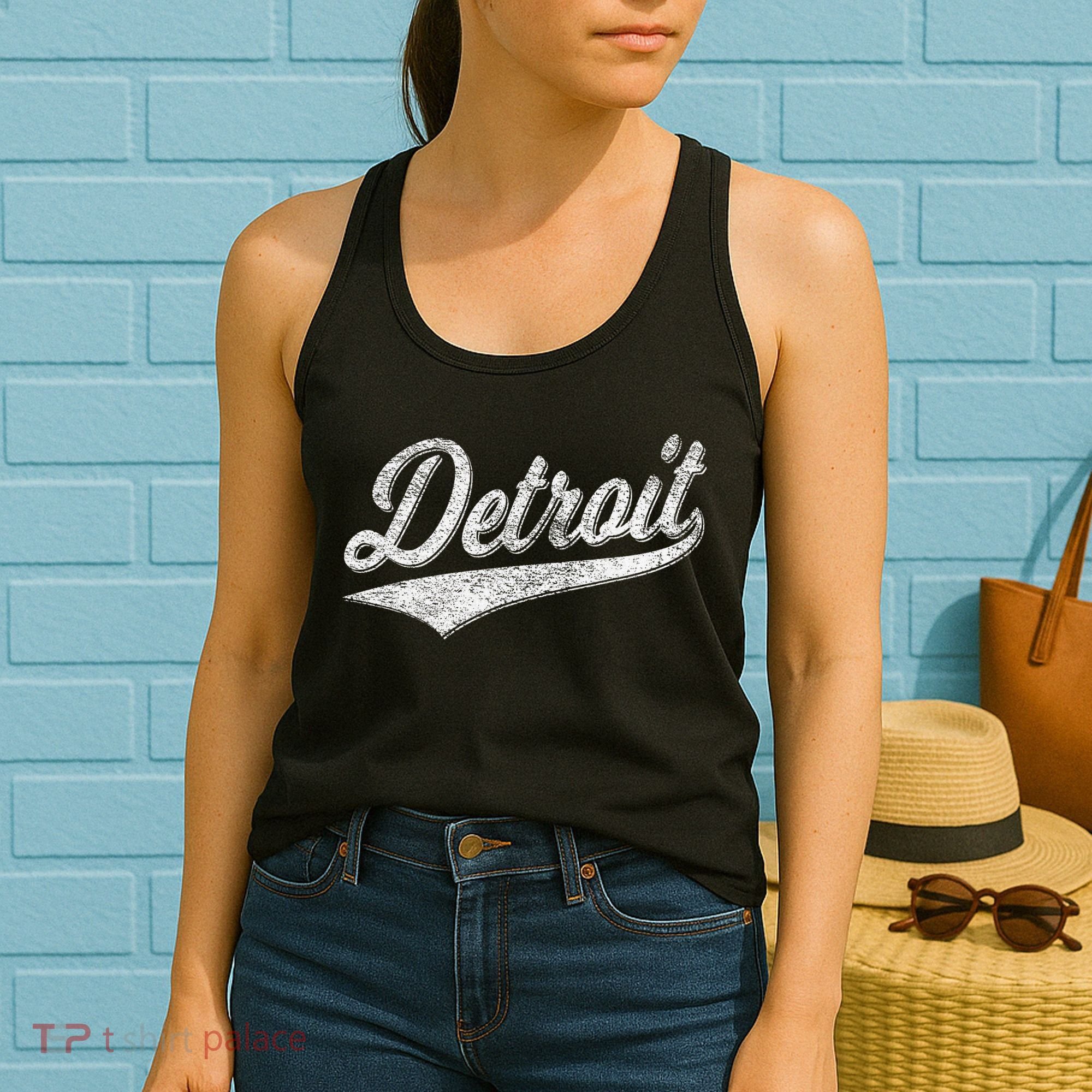 Detroit Varsity Script Classic Sports Jersey Style Women's Tank Top