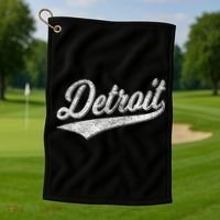 Detroit Varsity Script Classic Sports Jersey Style Golf Towel thumb 1