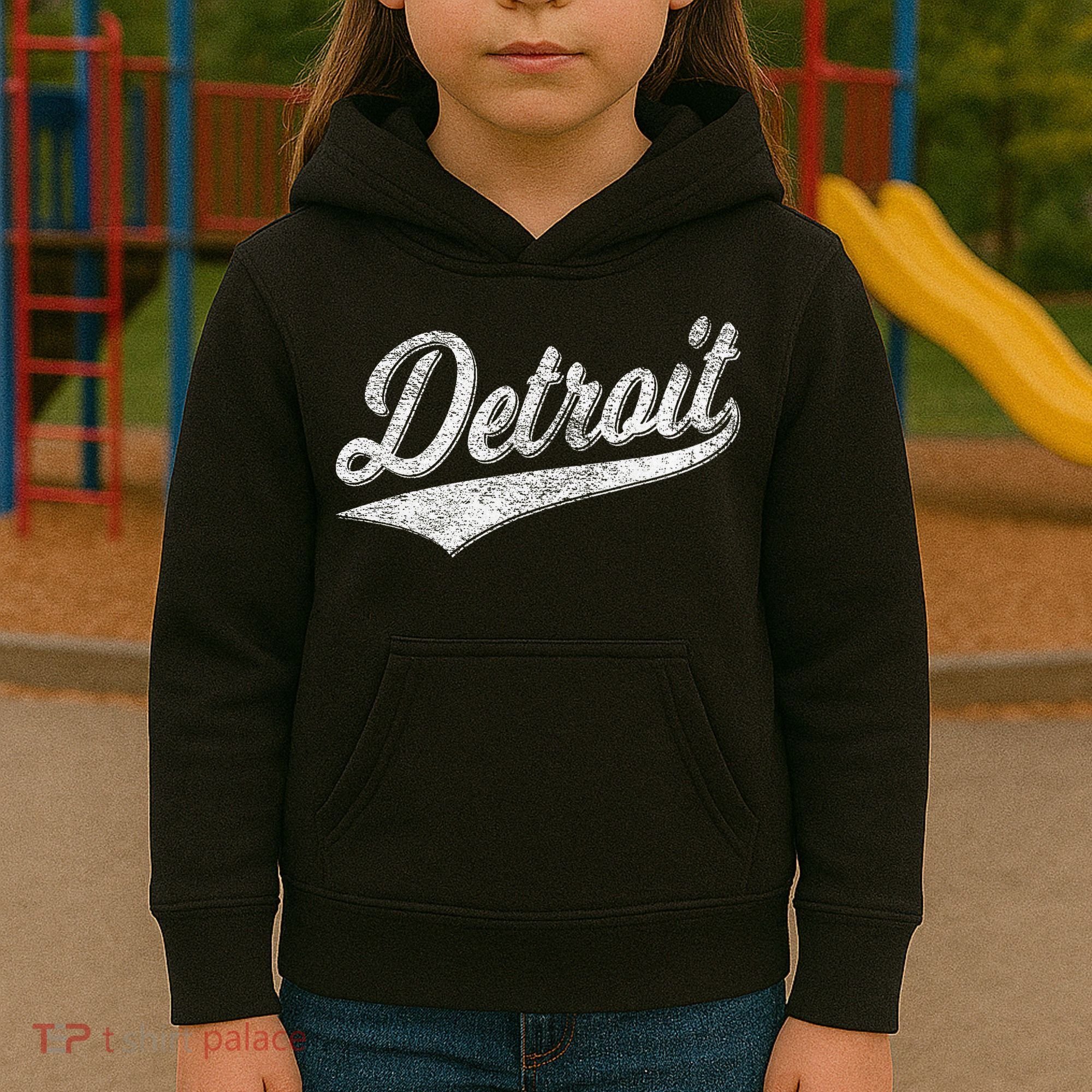 Detroit Varsity Script Classic Sports Jersey Style Kids Hoodie