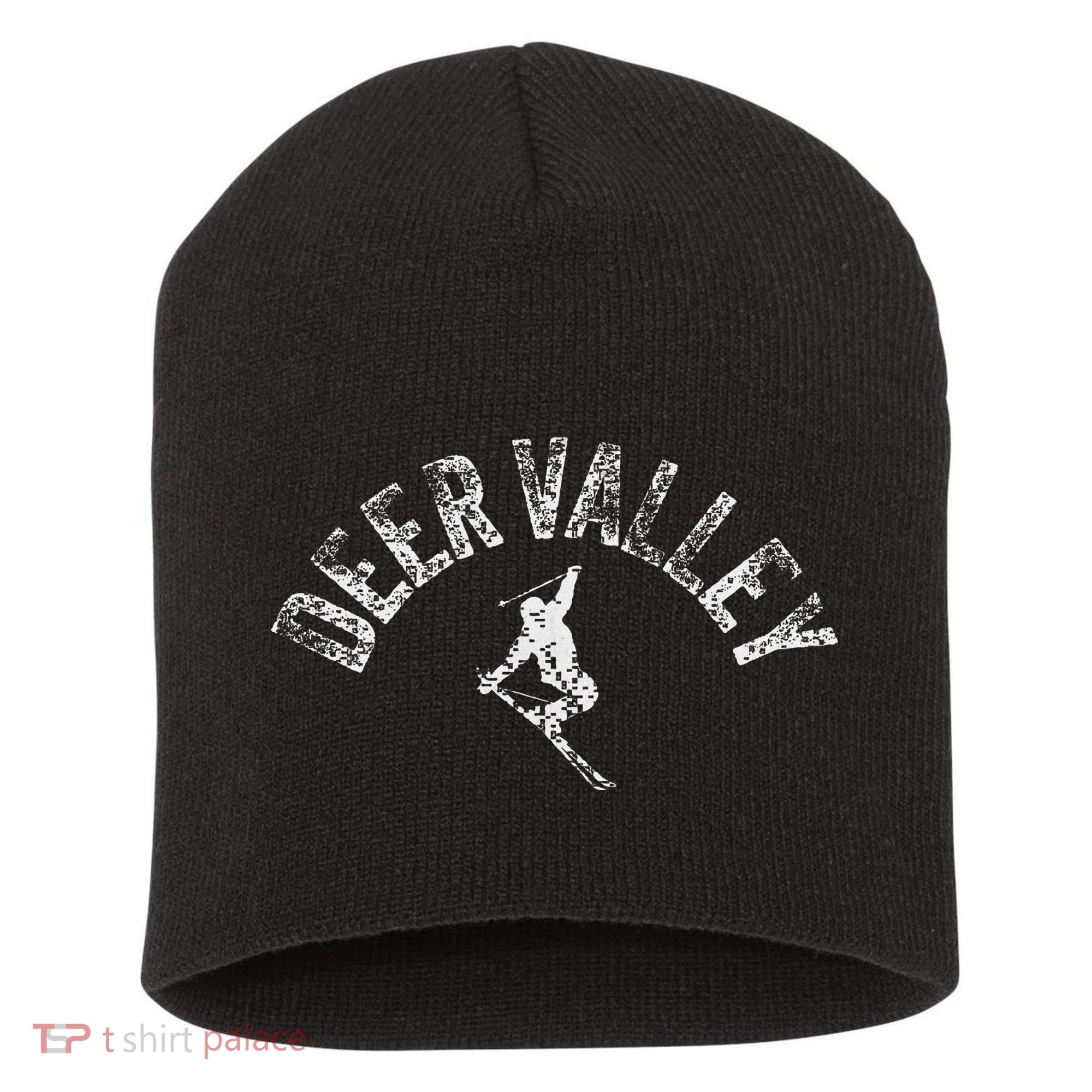 Deer Valley Ski Utah Skiing Cool Valley Skier Gear Short Acrylic Beanie