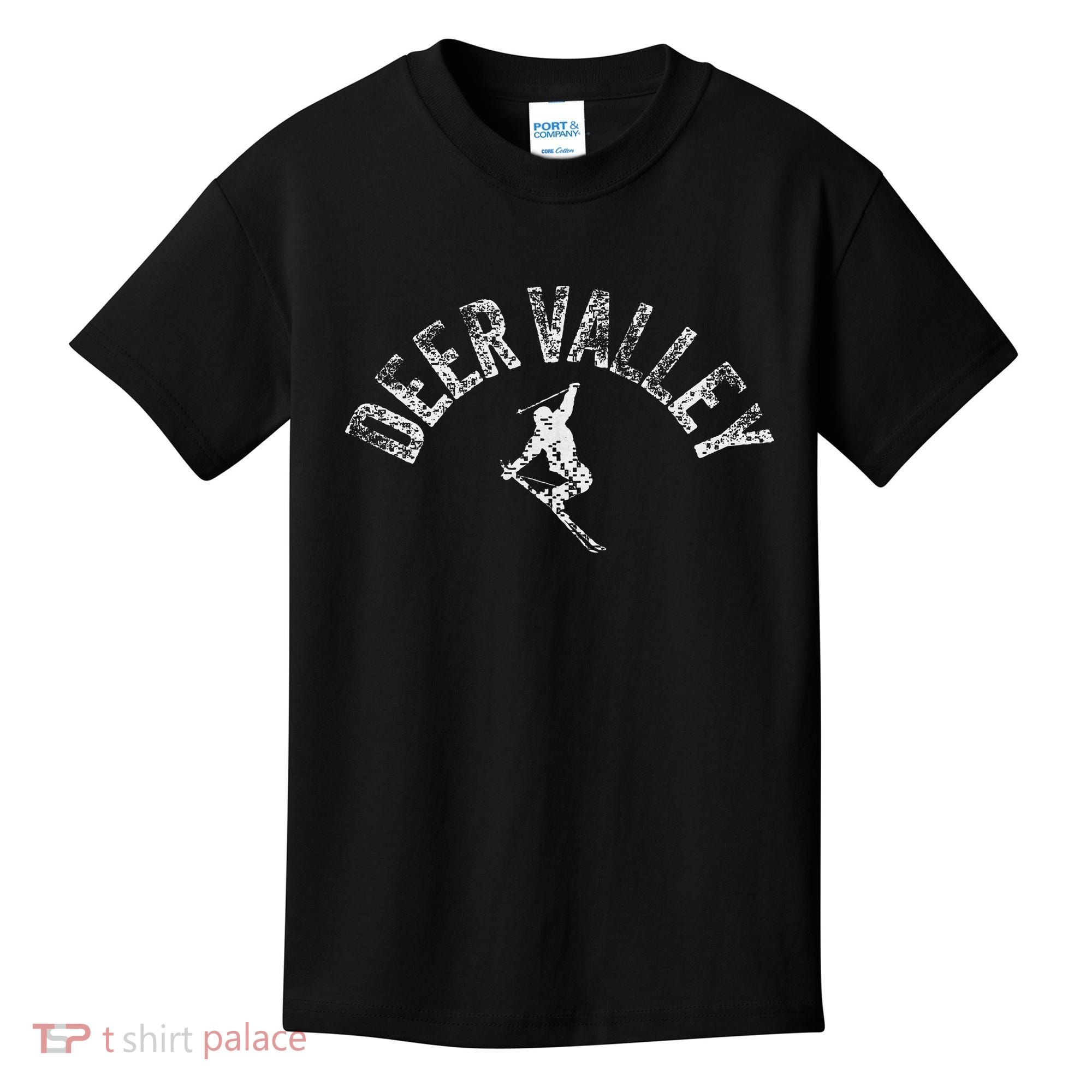 Deer Valley Ski Utah Skiing Cool Valley Skier Gear Kids T-Shirt