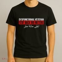 Dysfunctional Veteran Stay Back 100 Meters Arabic T-Shirt thumb 3