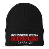 Dysfunctional Veteran Stay Back 100 Meters Arabic Beanie thumb 0