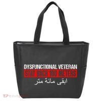 Dysfunctional Veteran Stay Back 100 Meters Arabic Tote Bag thumb 0