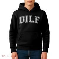 DILF VARSITY STYLE DAD OLDER MORE MATURE MEN Kids Hoodie thumb 4
