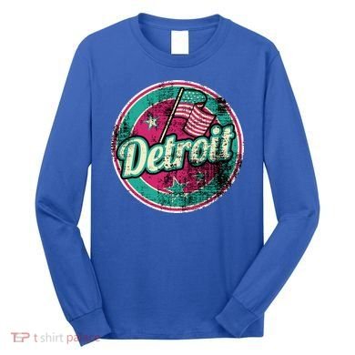 Detroit Vintage Style Rust Logo Long Sleeve Shirt