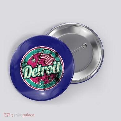 Detroit Vintage Style Rust Logo Button