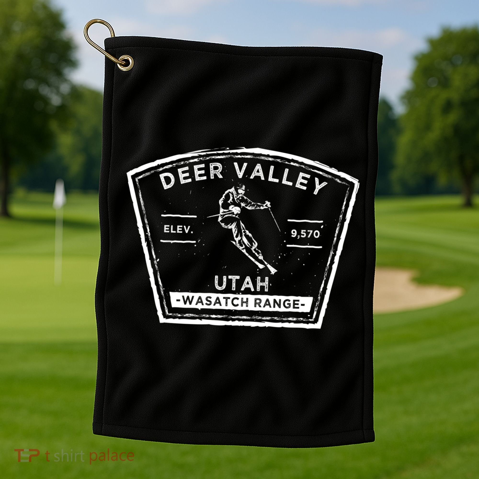 Deer Valley Utah Snow Skiing Gift Golf Towel