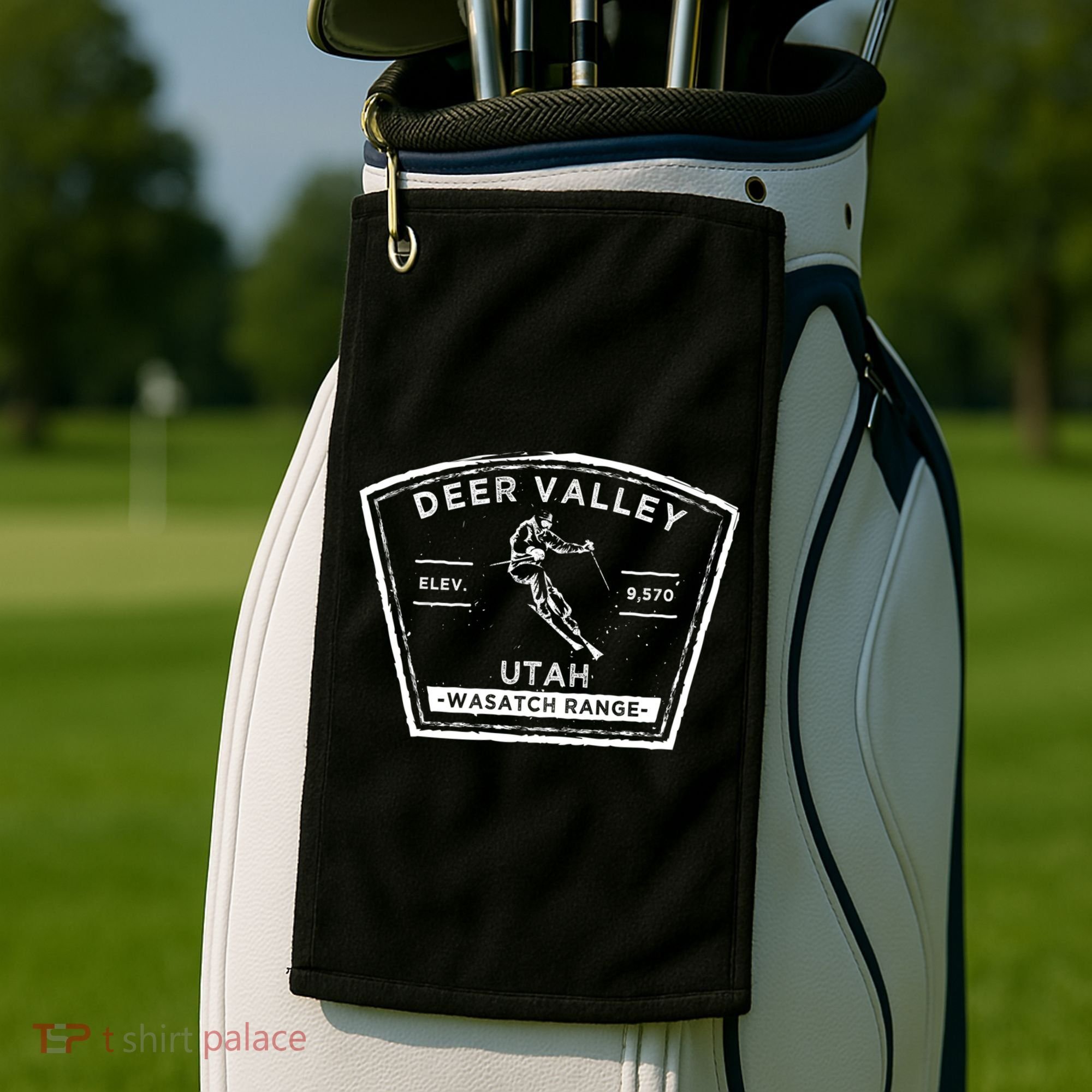 Deer Valley Utah Snow Skiing Gift Golf Towel