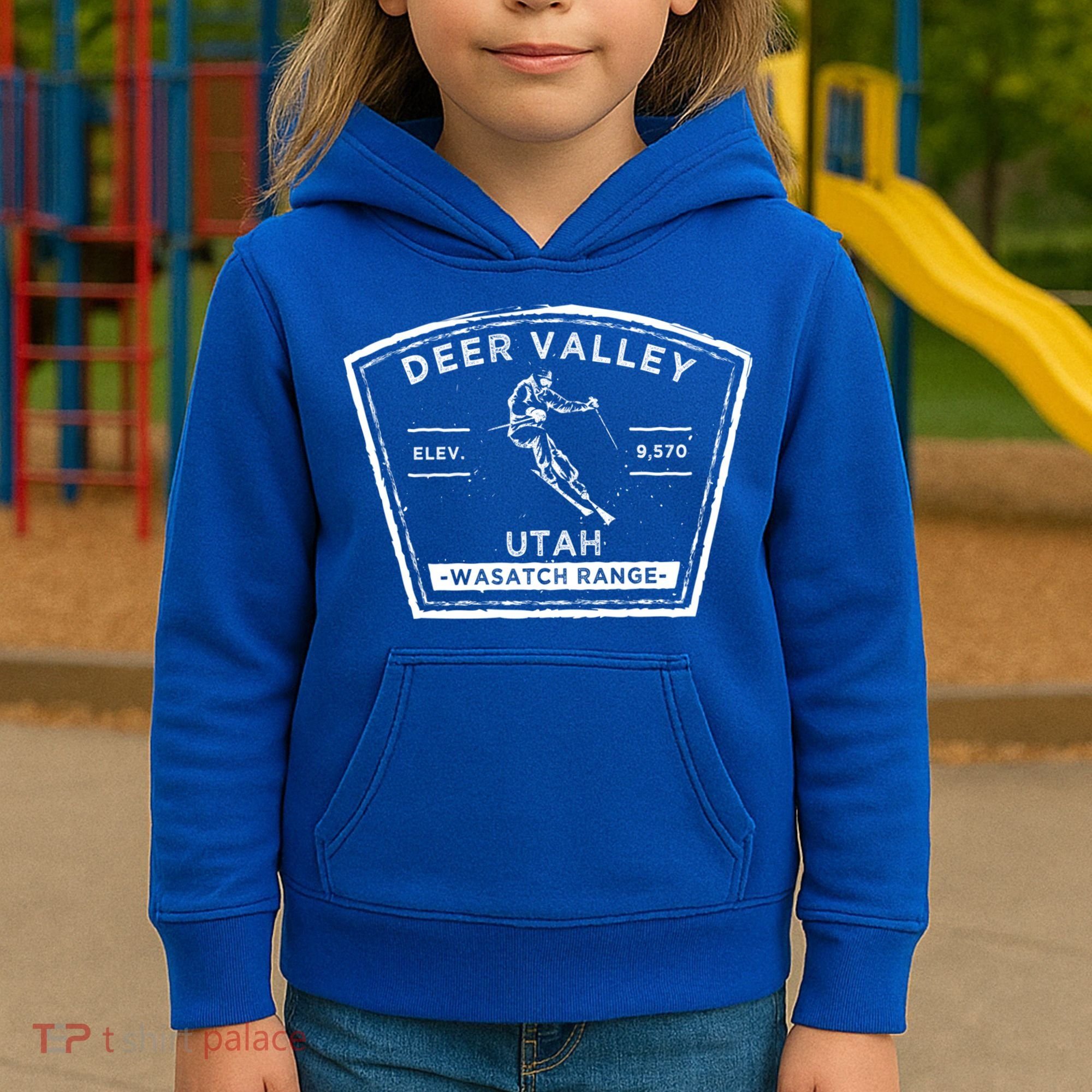 Deer Valley Utah Snow Skiing Gift Kids Hoodie