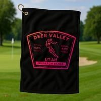 Deer Valley Utah Snow Skiing Gift Golf Towel thumb 1