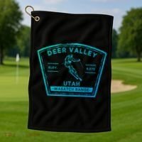 Deer Valley Utah Snow Skiing Gift Golf Towel thumb 1