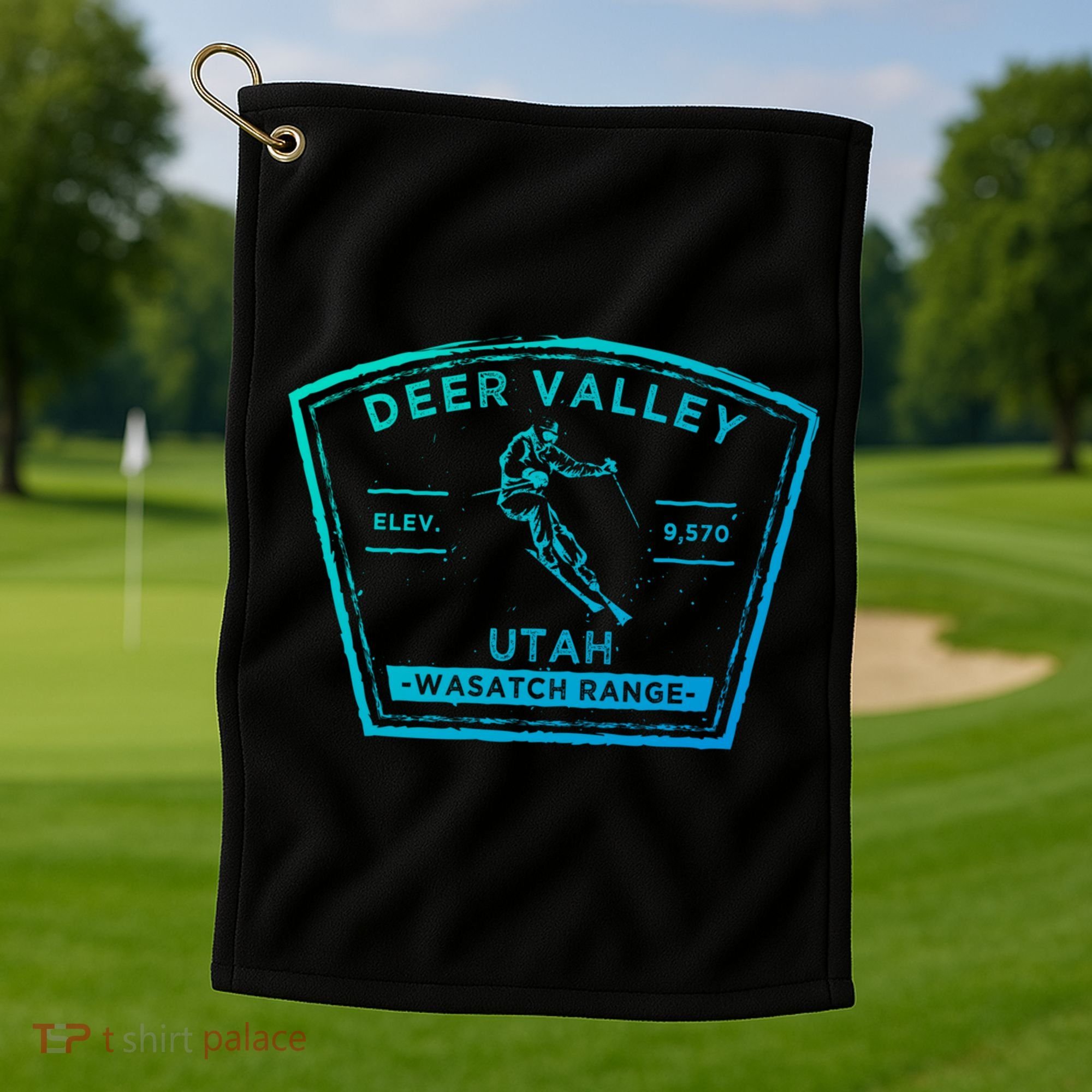 Deer Valley Utah Snow Skiing Gift Golf Towel